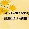 2021-2022cba第三阶段辽宁队赛程表 2021-2022CBA常规赛12.25战报：辽宁众将缺席憾负北京 