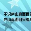 不识庐山真面目只缘身在此山中这句话的诗意是什么（不识庐山真面目只缘身在此山中这两句诗包括的人生哲理）