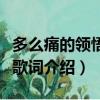 多么痛的领悟你曾是我的全部是什么歌（完整歌词介绍）