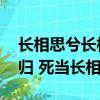 长相思兮长相忆 短相思兮无穷极（生当复来归 死当长相思）