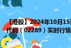 【港股】2024年10月15日上市公司名称（创美药业）股票代码（02289）实时行情